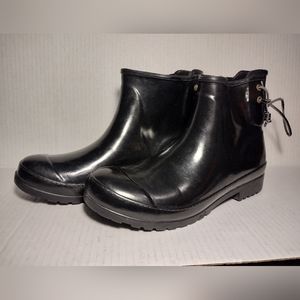 Sperry Top Sider Womens All Black Rubber Rain Boots Size 9
